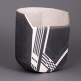 A grey and white raku vessel made by Martin Smith in circa 1978 sold at auction by Maak Contemporary Ceramics