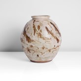 A creamy grey stoneware globular vessel made by Norah Braden in circa 1935 sold at auction by Maak Contemporary Ceramics