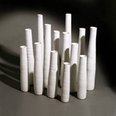 Fourteen white stoneware cylinder vases made by Rupert Spira in circa 2008 sold at auction by Maak Contemporary Ceramics