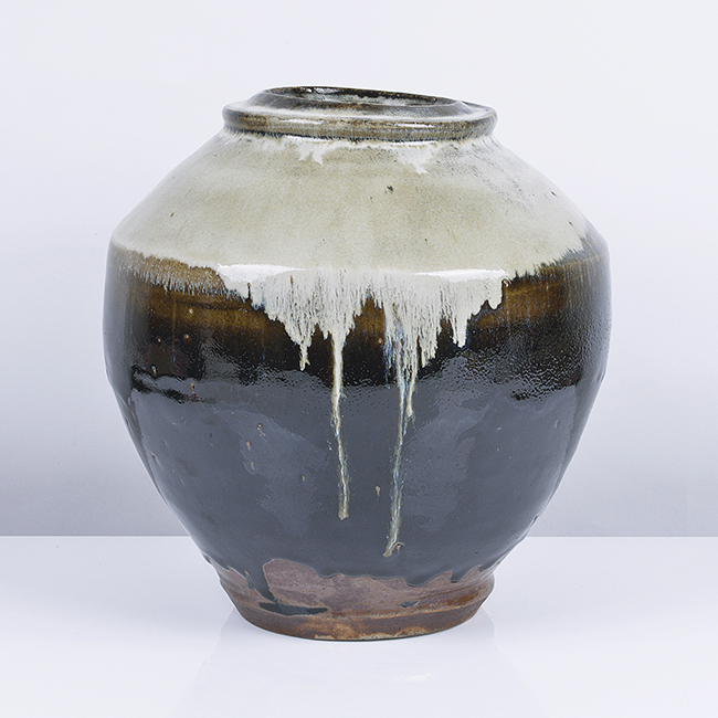 A tenmoku stoneware jar made by Hamada Shoji sold at auction by Maak Contemporary Ceramics