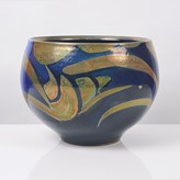 A blue, silver and amber earthenware bowl made by Alan Caiger-Smith in 2006 sold at auction by Maak Contemporary Ceramics