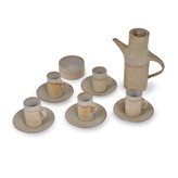 A cream and oatmeal stoneware coffee set made by Ruth Duckworth in circa 1975 sold at auction by Maak Contemporary Ceramics