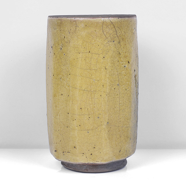 A yellow raku vase made by Inger Rokkjaer in circa 2000 sold at auction by Maak Contemporary Ceramics