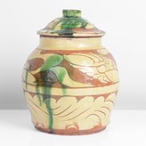 A cream earthenware jar and cover made by Hamada Shoji in circa 1922 sold at auction by Maak Contemporary Ceramics