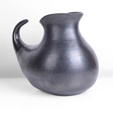 A lustrous black stoneware pitcher made by Abdo Nagi in circa 1990 sold at auction by Maak Contemporary Ceramics