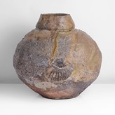 A green, brown and grey stoneware globular pot made by Charles Bound sold at auction by Maak Contemporary Ceramics