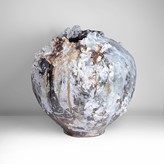 A stoneware and porcelain large moon jar made by Akiko Hirai in 2017 sold at auction by Maak Contemporary Ceramics