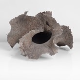 A brown stoneware ruffle form made by Ursula Morley-Price in 1982 sold at auction by Maak Contemporary Ceramics