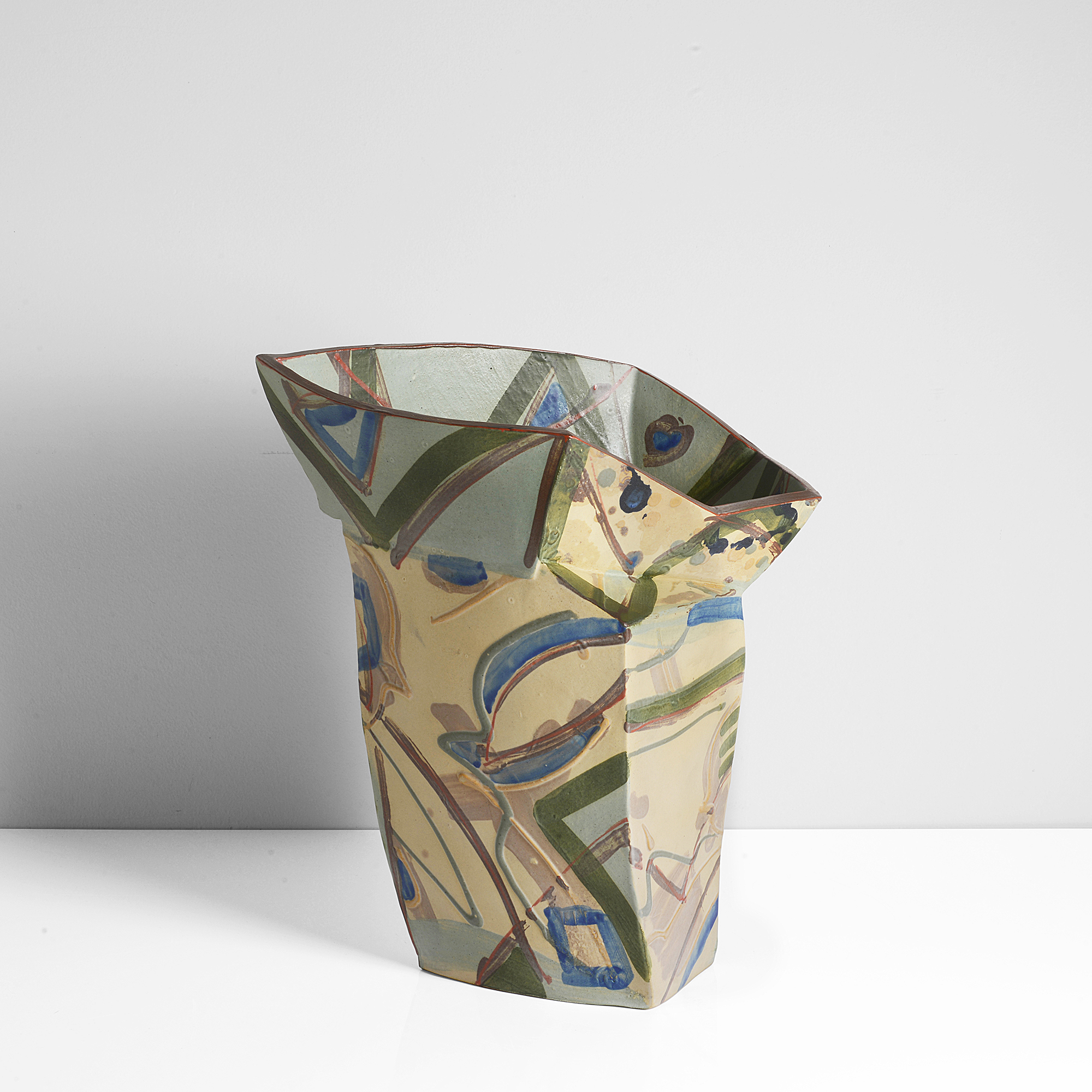 Alison Britton, Green and Beige and Turquoise Pot 1983