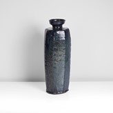 A blue stoneware bottle made by Gutte Eriksen in 1995 sold at auction by Maak Contemporary Ceramics