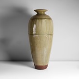 A green ash stoneware tall baluster vase made by Richard Batterham sold at auction by Maak Contemporary Ceramics