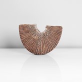 A mottled brown stoneware crescent form made by Alan Wallwork sold at auction by Maak Contemporary Ceramics