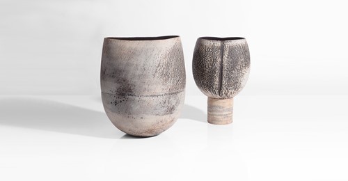 Hans Coper | Cup on Foot, circa 1972 & Squeezed Vase Form, 1972
