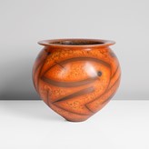 An orange earthenware bowl made by Duncan Ross sold at auction by Maak Contemporary Ceramics