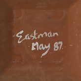 A painted signature and date on an earthenware charged made by Ken Eastman sold at auction by Maak Contemporary Ceramics
