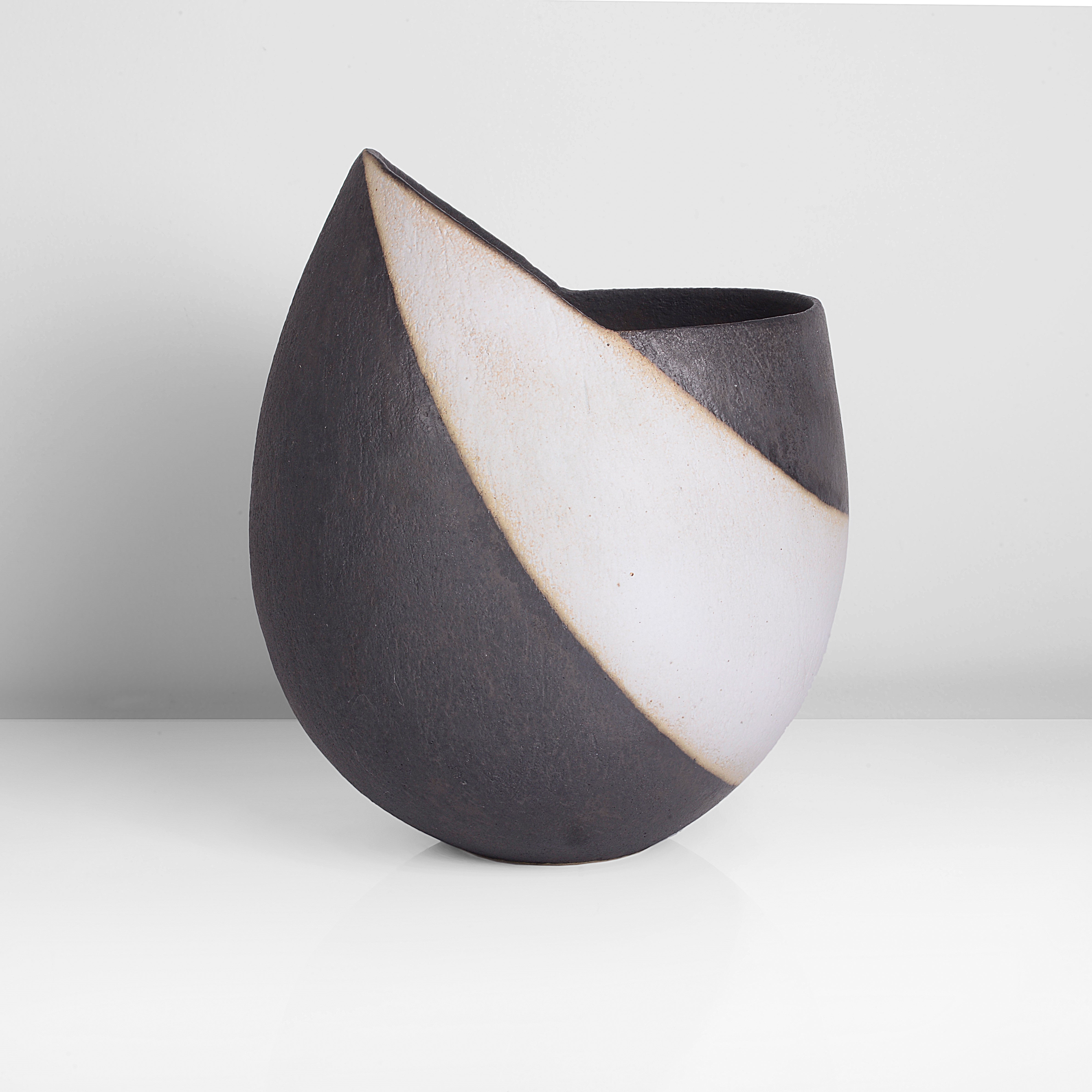 John Ward, Black and White Vessel with Angled Rim