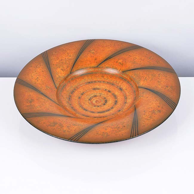 An orange earthenware bowl made by Duncan Ross sold at auction by Maak Contemporary Ceramics