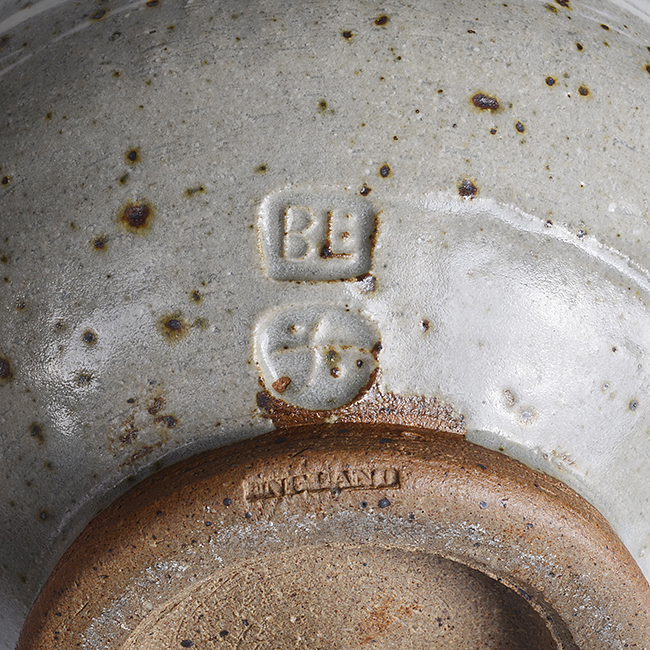 Impressed BL and Leach Pottery seals on a 'fritillary' vase made by Bernard Leach sold at auction by Maak Contemporary Ceramics