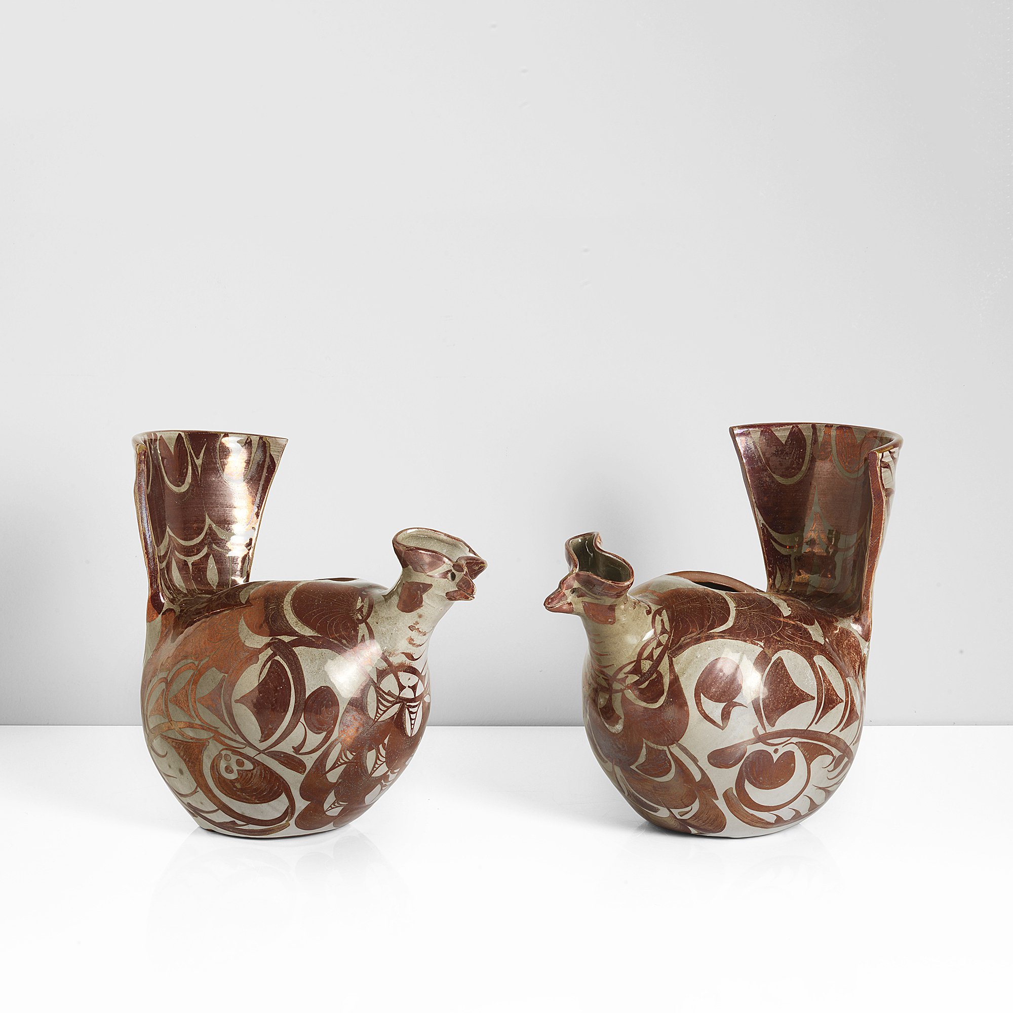 Alan Caiger-Smith, Pair of Bird Vessels, 1982