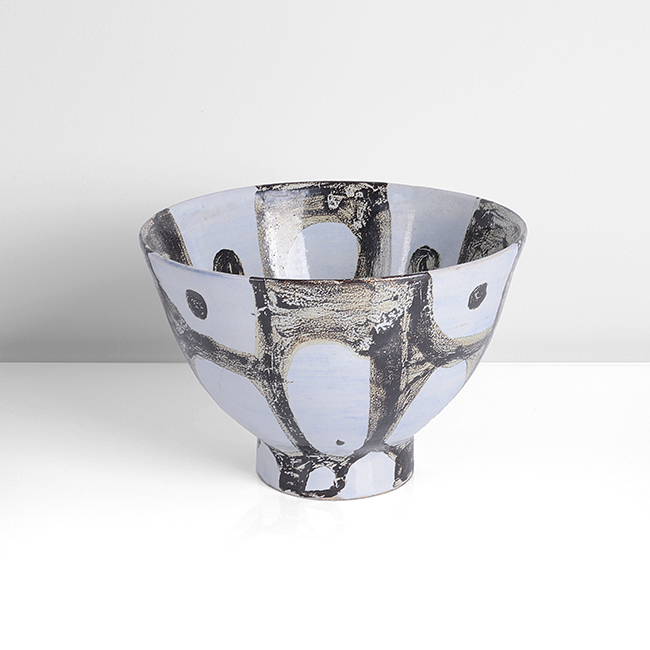 A brown and white tin glaze earthenware bowl made by James Tower in circa 1955 sold at auction by Maak Contemporary Ceramics